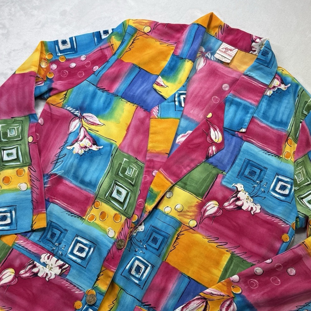 Vintage G.W. Graff Abstract Blazer USA Made Colorful Jacket Sz 10 90s